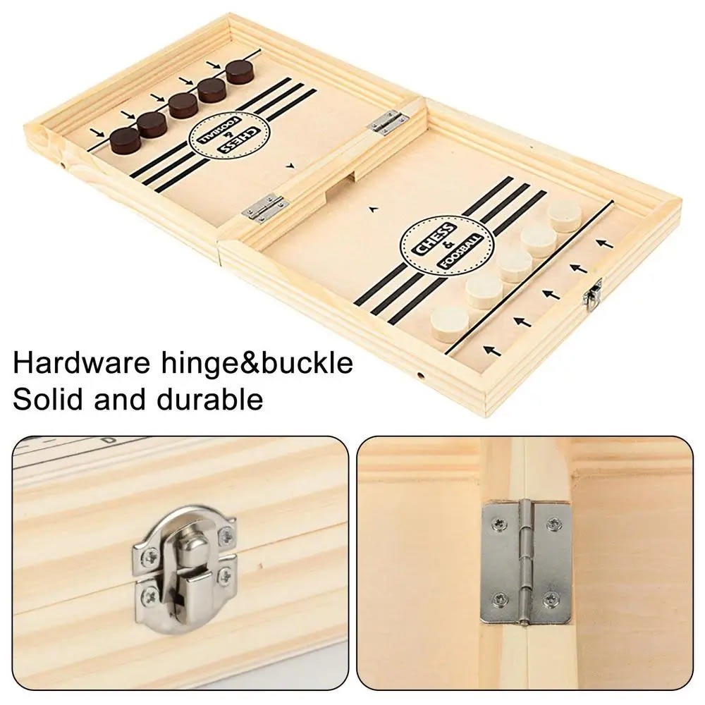 Professional Portable Winner Board Game - Wood Sling Puck Chess Checkers 